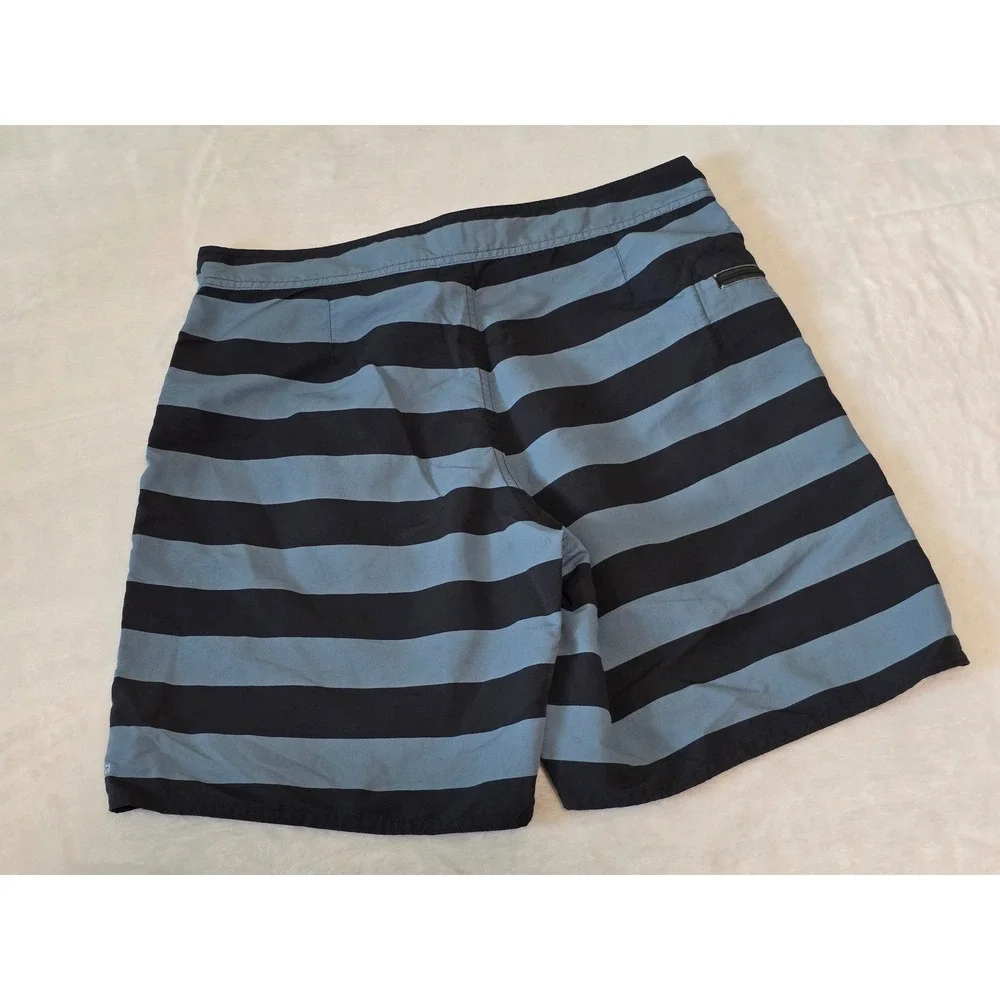 Patagonia Mens Striped Board Shorts Blue Black Swim Trunks Size 32